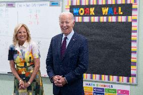 President Joe Biden and first lady Dr. Jill Biden welcome students back to school