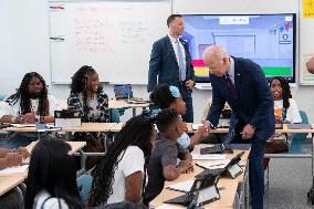 President Joe Biden and first lady Dr. Jill Biden welcome students back to school