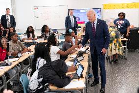 President Joe Biden and first lady Dr. Jill Biden welcome students back to school