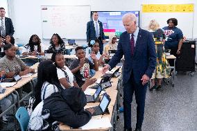 President Joe Biden and first lady Dr. Jill Biden welcome students back to school