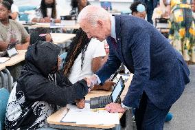 President Joe Biden and first lady Dr. Jill Biden welcome students back to school