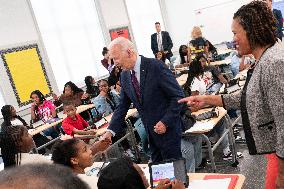 President Joe Biden and first lady Dr. Jill Biden welcome students back to school