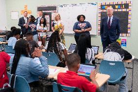 President Joe Biden and first lady Dr. Jill Biden welcome students back to school