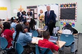 President Joe Biden and first lady Dr. Jill Biden welcome students back to school