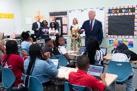 President Joe Biden and first lady Dr. Jill Biden welcome students back to school