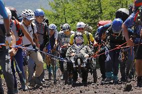 90-year-old adventure skier Miura on Mt. Fuji