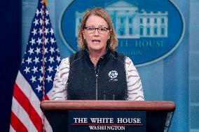 Federal Emergency Management Agency (FEMA) Administrator Deanne Criswell delivers an update on preparations for hurricane Idalia