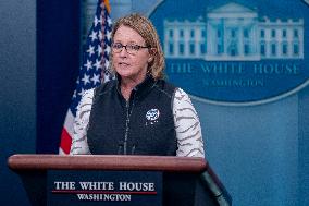Federal Emergency Management Agency (FEMA) Administrator Deanne Criswell delivers an update on preparations for hurricane Idalia