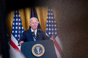 US President Joe Biden delivers remarks during an event on lowering health care costs