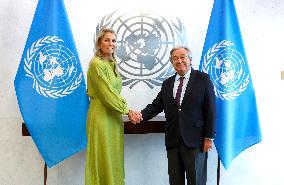 UN Secretary-General Meets With Queen Maxima Of The Netherlands In New York City