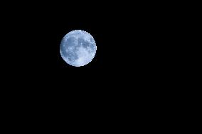 Super Blue Moon Rises Over Normandy - France