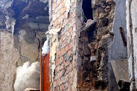 Residential building wall collapses in Odesa