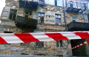 Residential building wall collapses in Odesa