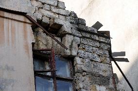 Residential building wall collapses in Odesa