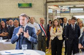 President Macron Visit To Argensol Vocational School - Orange