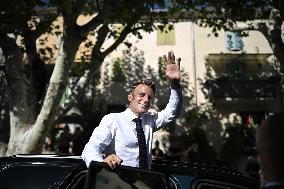 President Macron During A Trip On Vocational High School Reform - Baumes-De-Venise