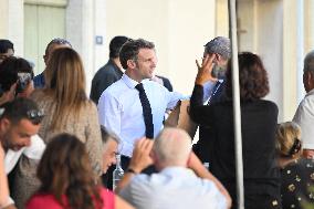 President Macron During A Trip On Vocational High School Reform - Baumes-De-Venise