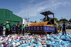 Thai Destruction Of Confiscated Counterfeit And Pirated Goods.