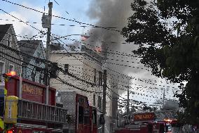 Two-Alarm Fire Engulfs Home In Newark, New Jersey