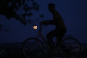 Supermoon Blue Moon In Gaza, Palestine