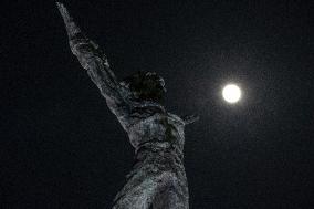 Blue Moon Rises Over Jakarta, Indonesia