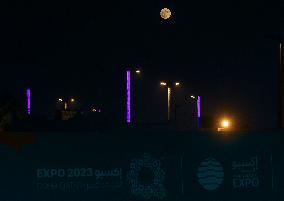 Blue Moon Rise Over Doha City