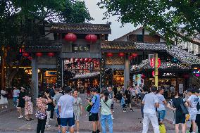 Tourists Visit Ciqikou Ancient Town in Chongqing