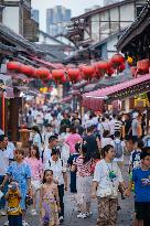 Tourists Visit Ciqikou Ancient Town in Chongqing