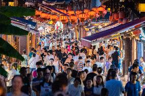 Tourists Visit Ciqikou Ancient Town in Chongqing