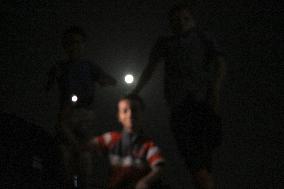 A Picture Taken From Beit Lahiya Shows The 'Blue Moon'  Northern Gaza Strip On August 30, 2023.