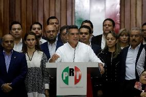 The President Of The PRI Moreno Cardenas, Announces That Presidential Candidate Xochitl Galvez Leads The Polls