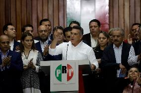 The President Of The PRI Moreno Cardenas, Announces That Presidential Candidate Xochitl Galvez Leads The Polls