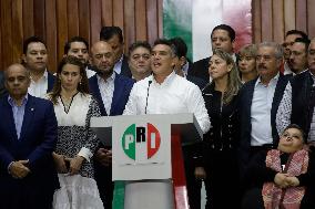 The President Of The PRI Moreno Cardenas, Announces That Presidential Candidate Xochitl Galvez Leads The Polls