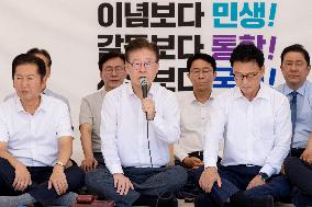 Opposition Leader, Lee Jae-myung Launching Hunger Strike In Seoul, South Korea