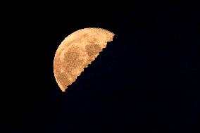 Super Blue Moon Above Pyramids Of Egypt