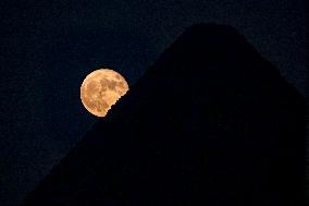 Super Blue Moon Above Pyramids Of Egypt