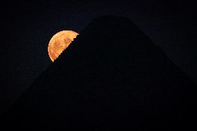 Super Blue Moon Above Pyramids Of Egypt