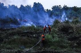 An Area Of   30 Hectares Of Forest And Burnt Land In Ogan Ilir, South Sumatra