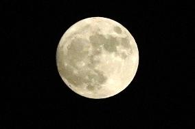 A Supermoon Are Seen Rise Over The Ajmer - India