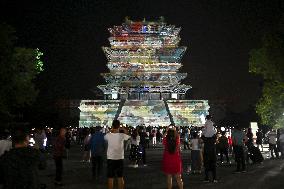 Guanque Tower Light Show in Yongji