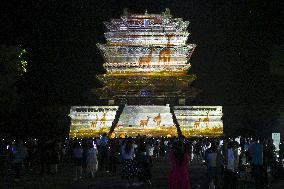 Guanque Tower Light Show in Yongji