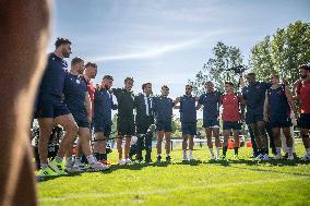 President Macron Meets The French Rugby Team - Rueil-Malmaison