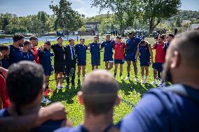 President Macron Meets The French Rugby Team - Rueil-Malmaison