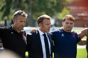 President Macron Meets The French Rugby Team - Rueil-Malmaison