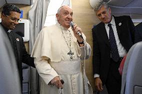 Pope Francis Press Conference On The Flight Back From Mongolia