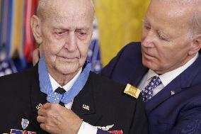 DC: President Biden Awards the Medal of Honor to US Army Captain Larry Taylor