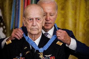 DC: President Biden Awards the Medal of Honor to US Army Captain Larry Taylor