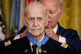 DC: President Biden Awards the Medal of Honor to US Army Captain Larry Taylor