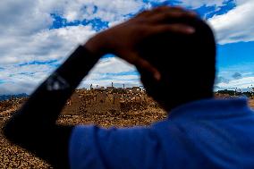 Due To The Extremely Dry Weather, The Moragahakanda Reservoir Has Dried Up, And The Old Ruins Have Been Exposed.