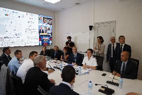 Ministerial visit at command and crisis management center following a press conference presenting the security layout for the Ru